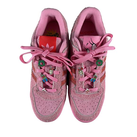 Adidas 'Forum' Pink Suede Low Cl The Grinch Shoes Size 9 - Picture 4 of 9